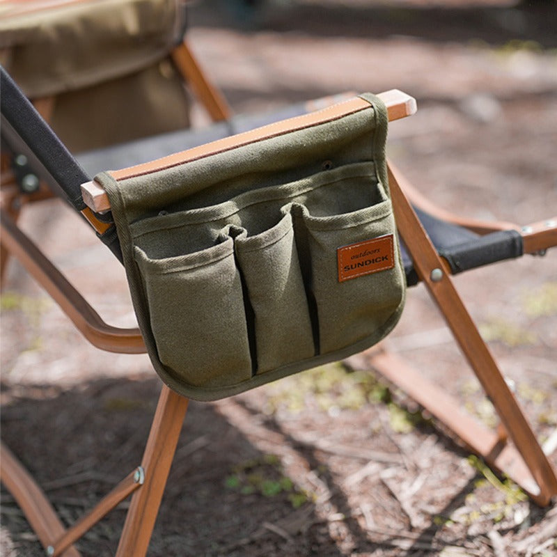 Canvas Folding Chair Organizer Camping Chair Armrest Storage Bag Side Pocket Pouch Bag for Outdoor Camping Picnic Fishing Bag