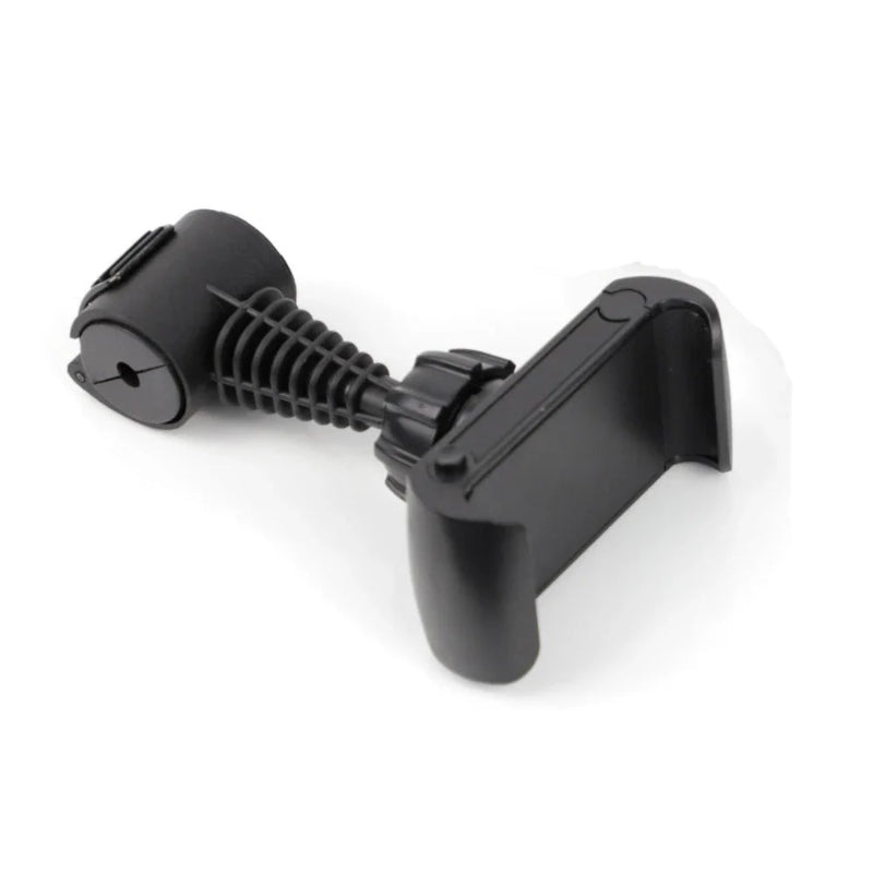 Black plastic component on a white background