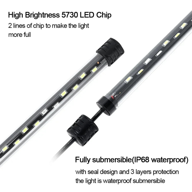 LED light bar with text highlighting features on a white background