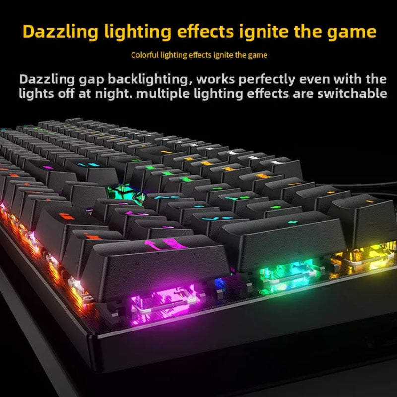 Gaming keyboard with colorful lighting effects on a black background