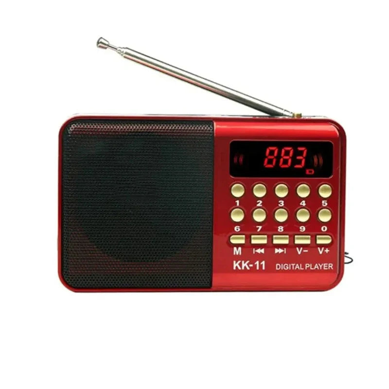 Mini Portable Radios Handheld Digital FM Radio USB Rechargeable MP3 Player Speaker Devices Radio Receiver Supports TF Card