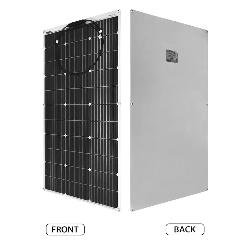 Solar panel showing front and back views on a white background
