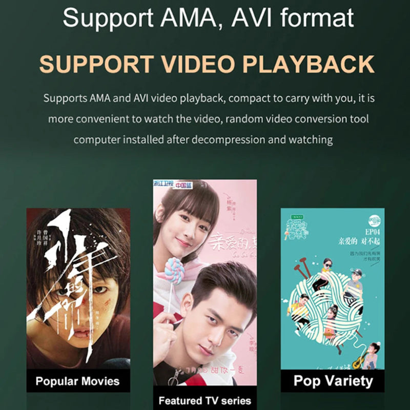 Promotional graphic for video playback support with movie, TV series, and pop variety categories.