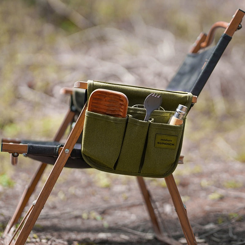 Canvas Folding Chair Organizer Camping Chair Armrest Storage Bag Side Pocket Pouch Bag for Outdoor Camping Picnic Fishing Bag