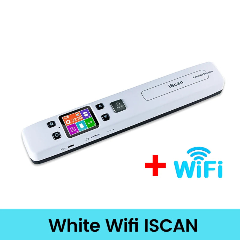 White WiFi ISCAN device with a screen on a white background