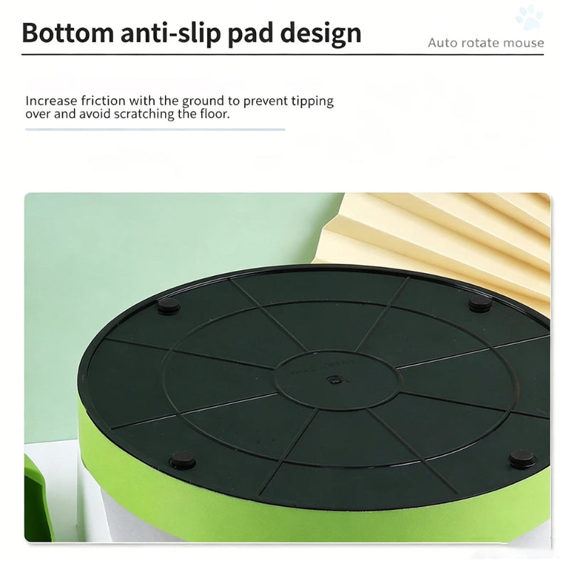 A product feature graphic showing a round black anti-slip pad on the bottom of a lime green and white cylindrical stand, with text explaining the anti-slip design.