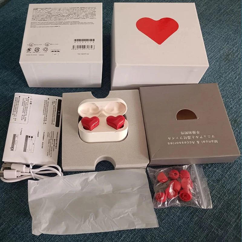 Bluetooth Wireless Heart Shaped Earphones woman Earphone High Quality Heart Ear-buds Girl Gift