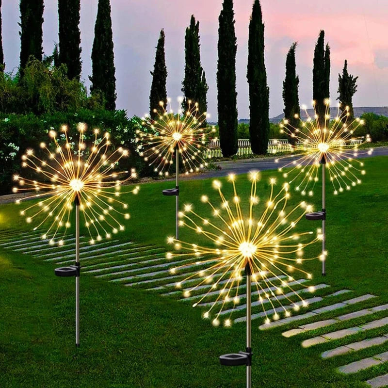 Solar Lights LED Firework Lights Outdoor Waterproof String Light Garland Fairy Light For Garden/Lawn/Landscape/Holiday Decor