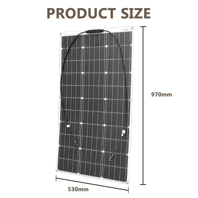 Solar panel with dimensions labeled on a white background