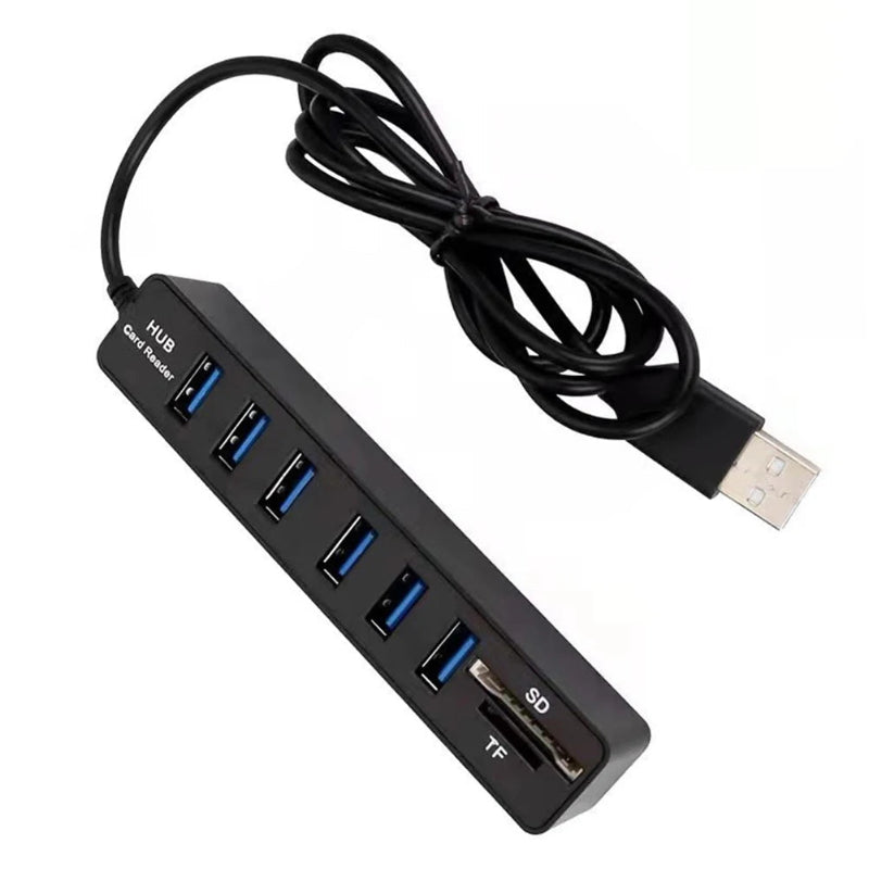 USB 2.0 USB 6 Port Docking Station High Speed Transmission Memory TF Splitter Adapter Plug and Play for Laptop Computer PC