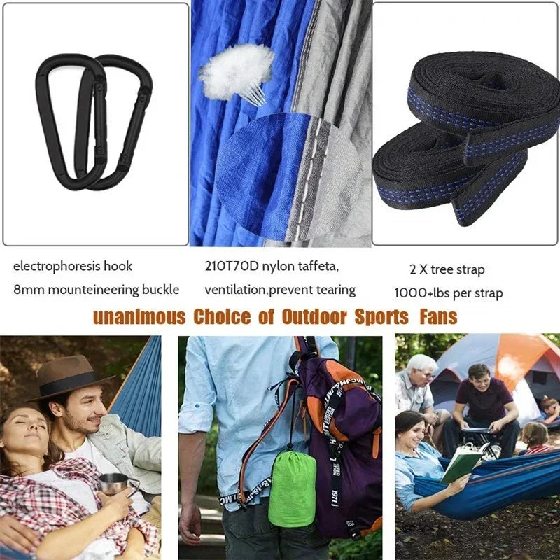 Camping Hammock with Mosquito Net Portable Parachute 6 Ring Strap Double Travel Hammock,outdoor Backpacking Hammock Swing Chair