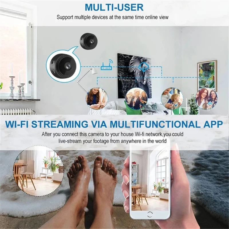 Magnet Mini Wireless Security Camera WiFi Mini Voice Cameras for Home Security Battery Operated Surveillance Camera