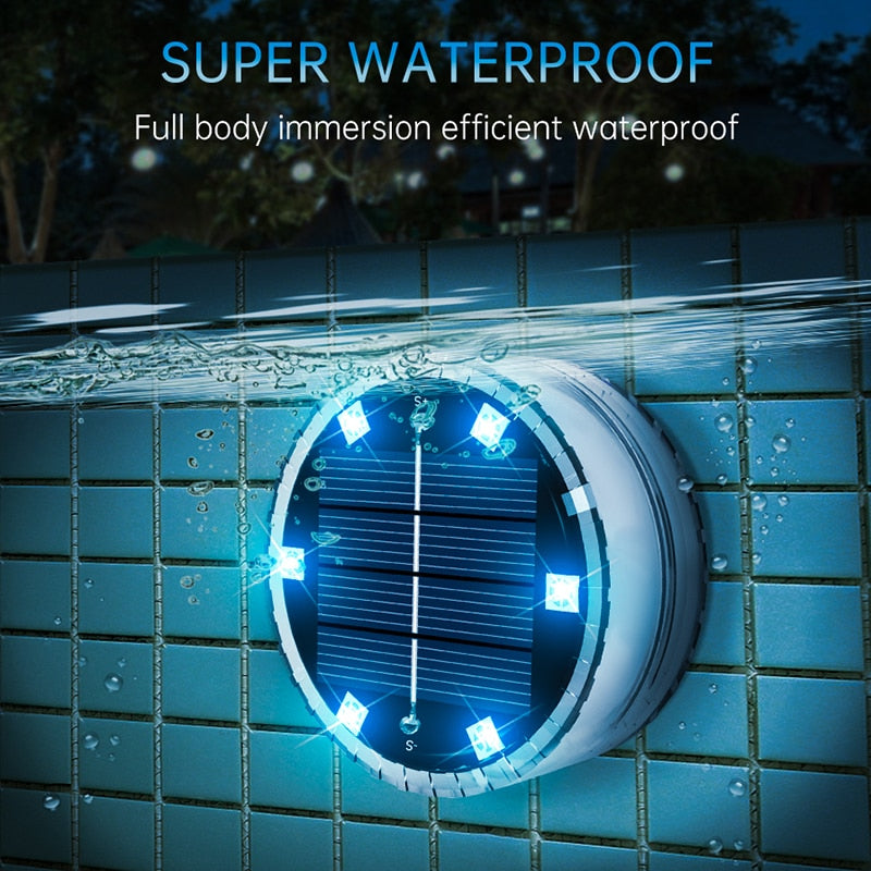 Solar LED Pool Light RGB Color Changing Underwater Solar Wall Lamp Waterproof Decoration Lights for Pond Fountain Aquarium Patio