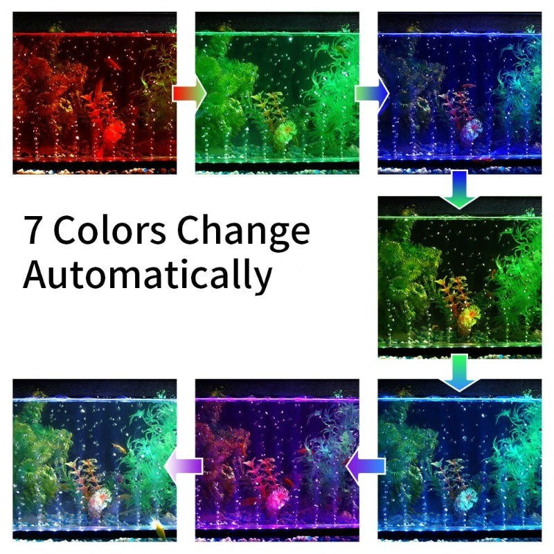 RGB LED Aquarium Light Fish Tank Submersible Light Aquatic Air Bubble Oxygenation Lamp EU US Plug Fish Tank Light