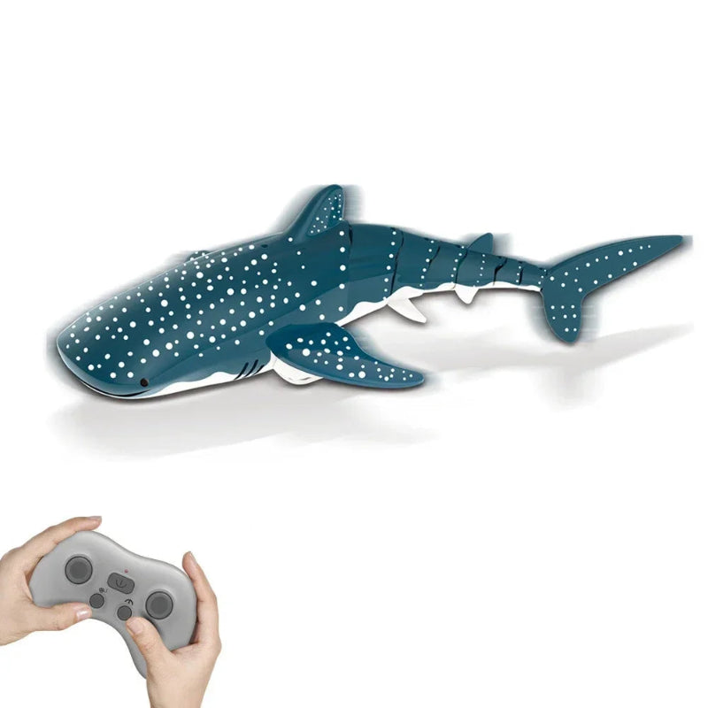 Toy shark with remote control on a white background