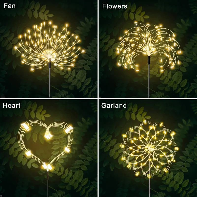 Solar Lights LED Firework Lights Outdoor Waterproof String Light Garland Fairy Light For Garden/Lawn/Landscape/Holiday Decor