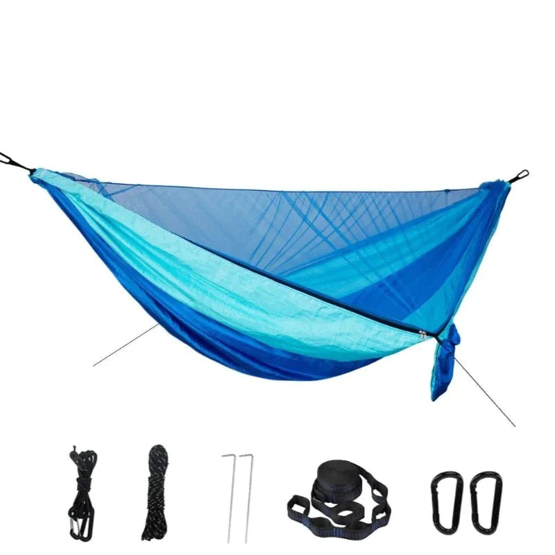 Lightweight Double Person Mosquito Net Hammock Easy Set Up With 2 Tree Straps Portable Hammock For Camping Travel Yard