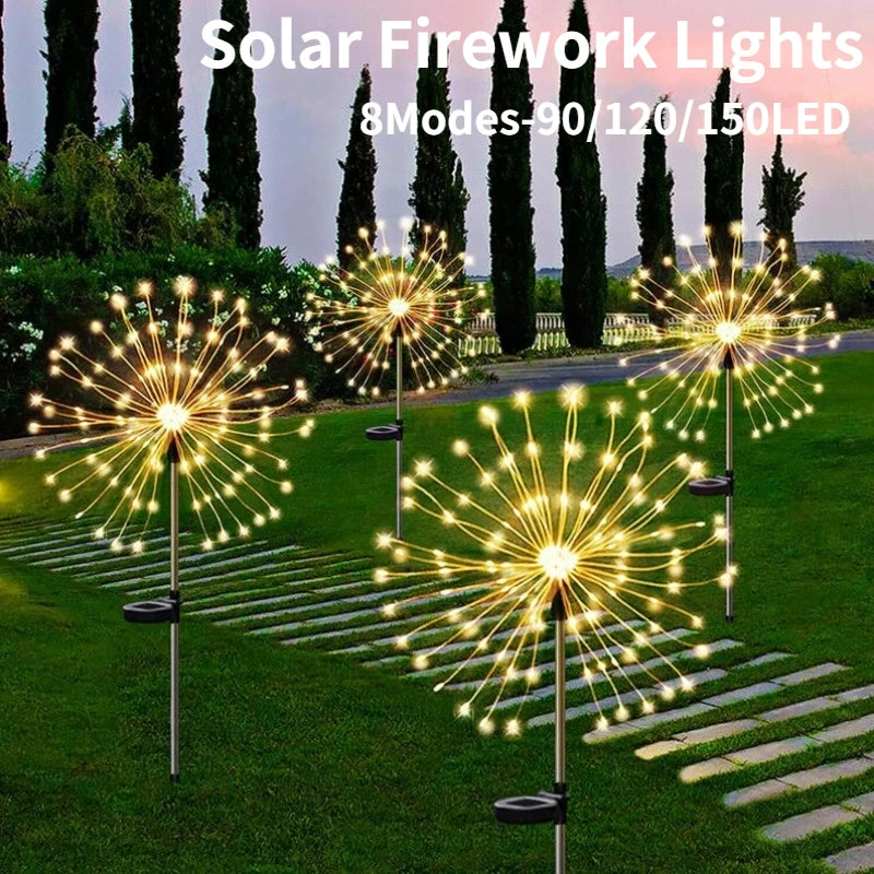 Solar Lights LED Firework Lights Outdoor Waterproof String Light Garland Fairy Light For Garden/Lawn/Landscape/Holiday Decor