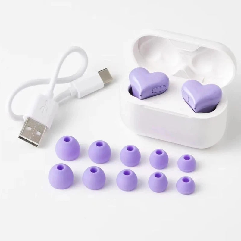 Bluetooth Wireless Heart Shaped Earphones woman Earphone High Quality Heart Ear-buds Girl Gift