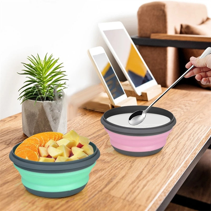 3 PCS/Set Silicone Collapsible Bowl Camping Bowl Protable Foldable Lunch Box Lid Expandable Food Storage Container Bento Boxes