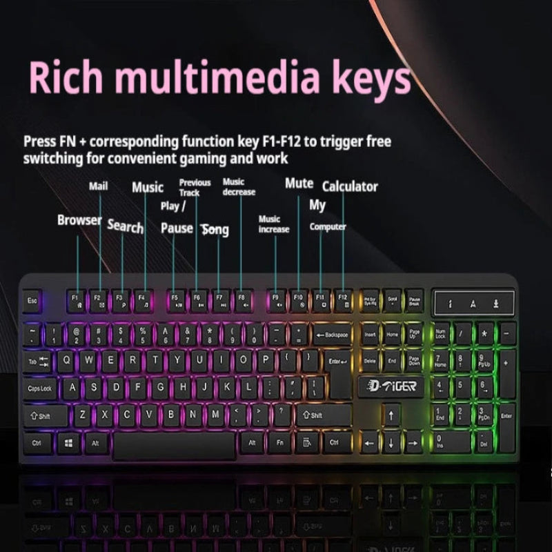 Gaming keyboard with multimedia keys on a dark background