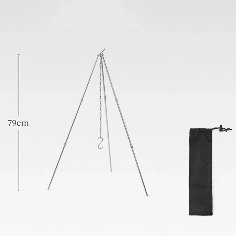 Camping Bonfire Tripod Portable Triangle Support Aluminum Alloy 530g/300g For Hanging Pot Picnic Cooking Camping Accsesorios