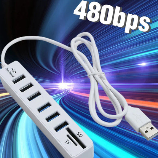 USB 2.0 USB 6 Port Docking Station High Speed Transmission Memory TF Splitter Adapter Plug and Play for Laptop Computer PC