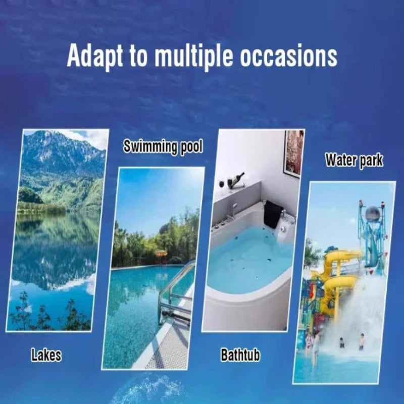 Promotional graphic showing various water-related settings with text 'Adapt to multiple occasions'.