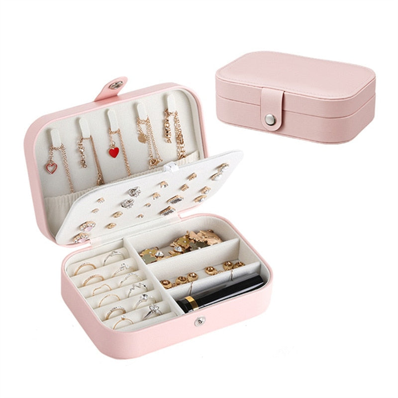 Korean Version Simple Style Portable Jewelry Storage Box High-end Exquisite Large Capacity Travel Jewelry Bag