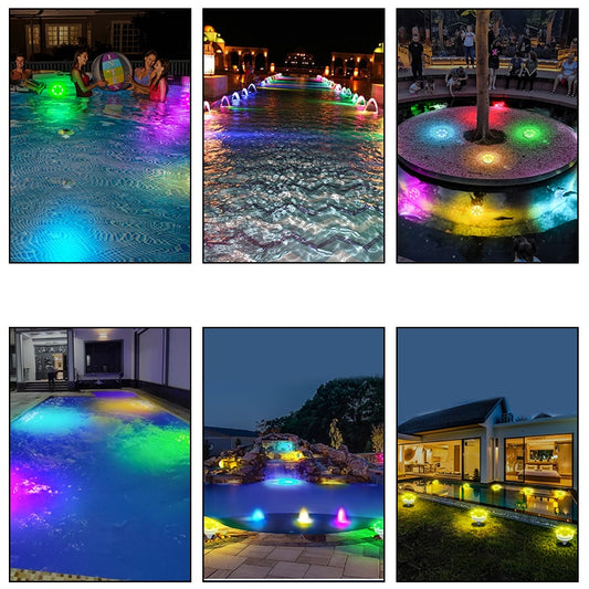 Solar LED Pool Light RGB Color Changing Underwater Solar Wall Lamp Waterproof Decoration Lights for Pond Fountain Aquarium Patio