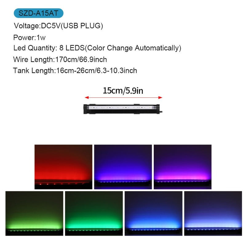 RGB LED Aquarium Light Fish Tank Submersible Light Aquatic Air Bubble Oxygenation Lamp EU US Plug Fish Tank Light