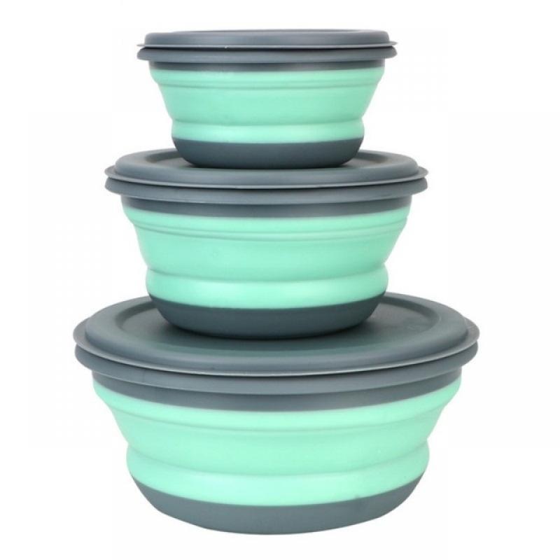 3 PCS/Set Silicone Collapsible Bowl Camping Bowl Protable Foldable Lunch Box Lid Expandable Food Storage Container Bento Boxes