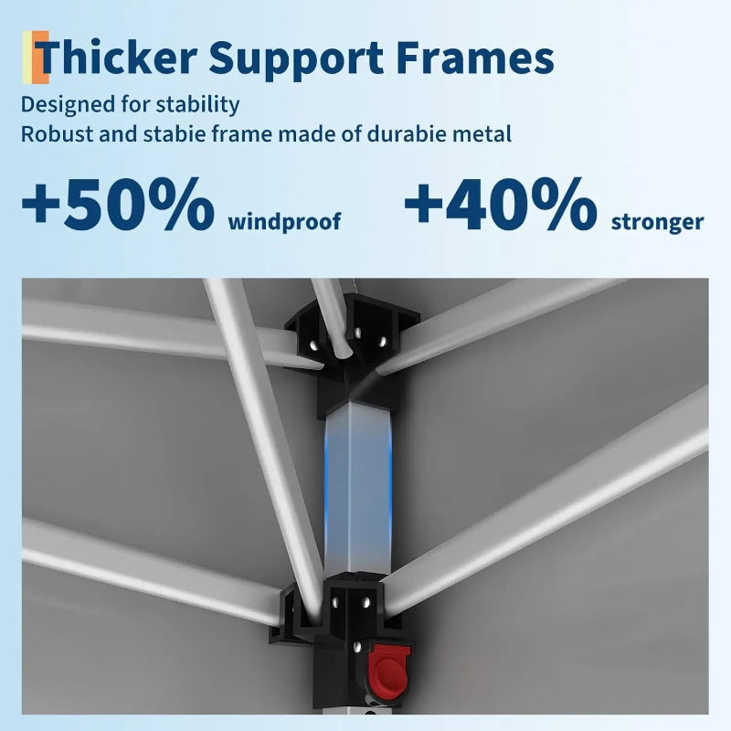 Thicker support frames with durability and strength features on a blue background