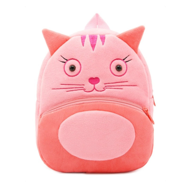 Kids 3D Animal Velvet Backpacks Children Cartoon Kindergarten Toys Gifts School Bags Pink Cat