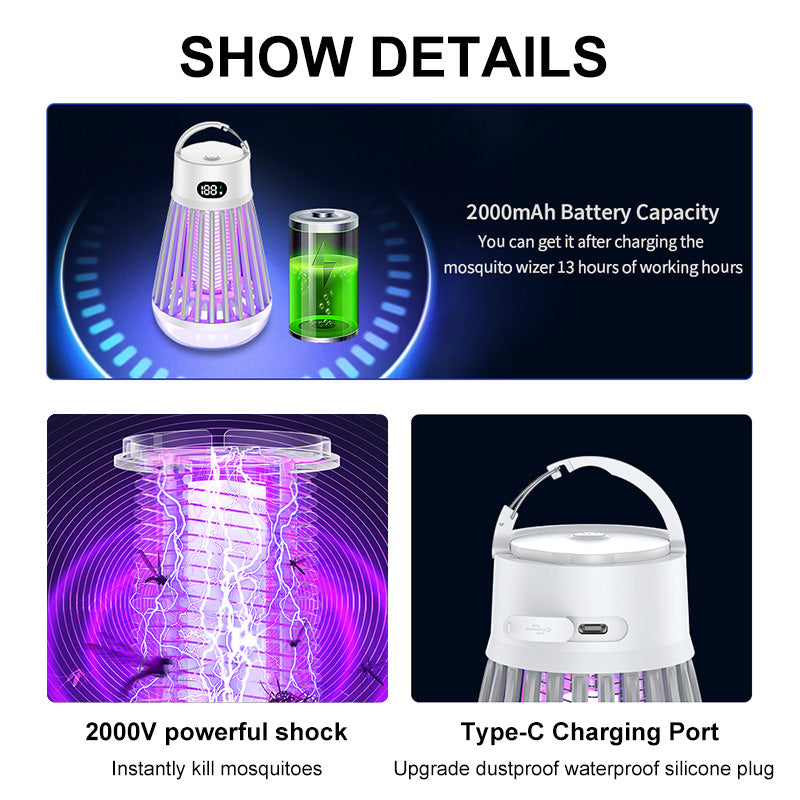 Digital Display Mosquito Killer Lamp Electric Shock Mosquito Trap Light Radiationless Insect Repellent Trap For Bedroom Outdoor Summer Gadgets