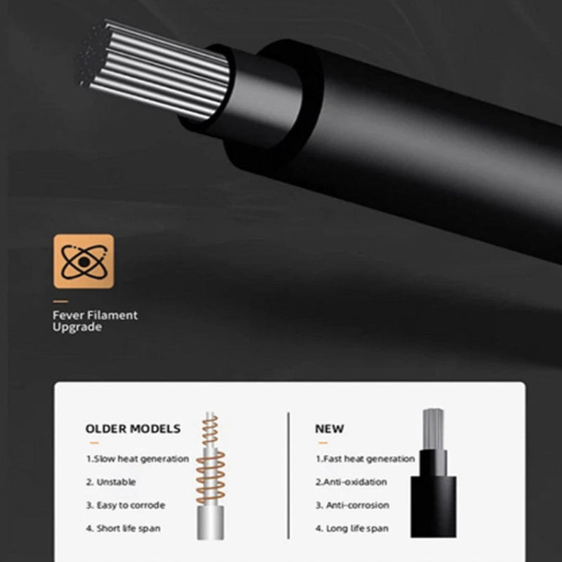 Product description of a heating element with text on a black background
