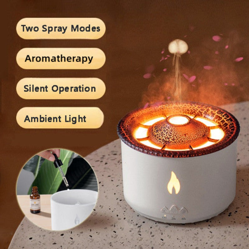 Creative Ultrasonic Essential Oil Humidifier Volcano Aromatherapy Machine Spray Jellyfish Air Flame Humidifier Diffuser