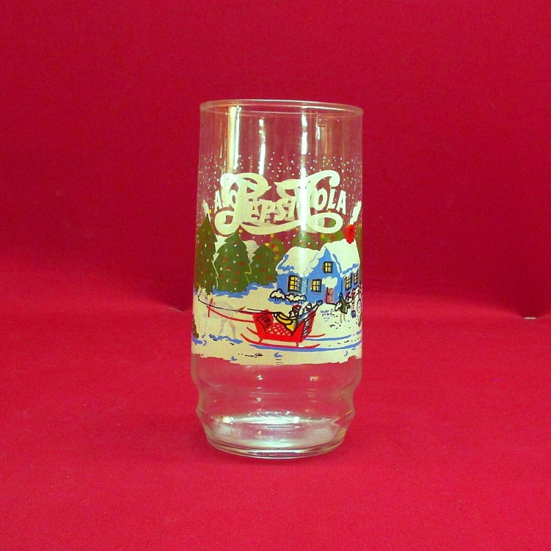 Antique Pepsi-Cola Winter Scene Drinking Glass