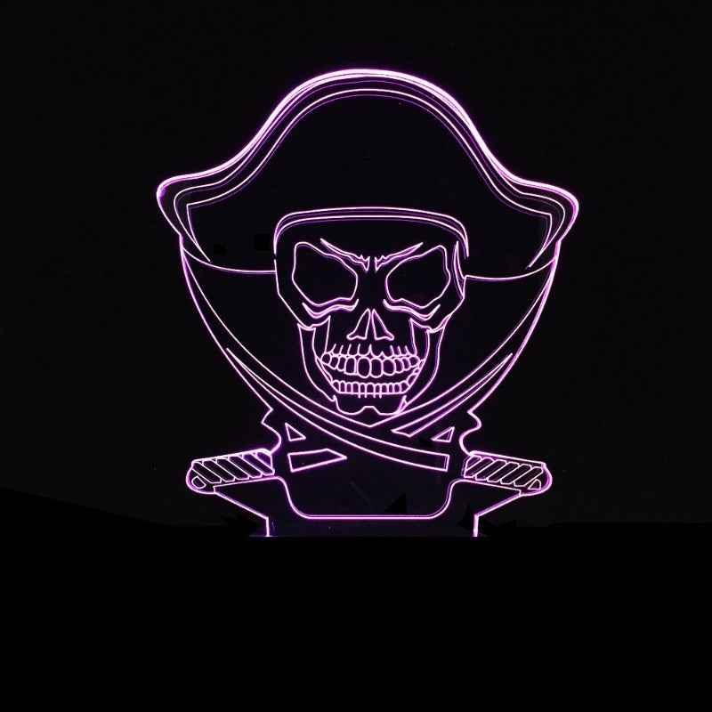 3D LED Color Night Light Changing Lamp Halloween Skull Light Acrylic 3D Hologram Illusion Desk Lamp