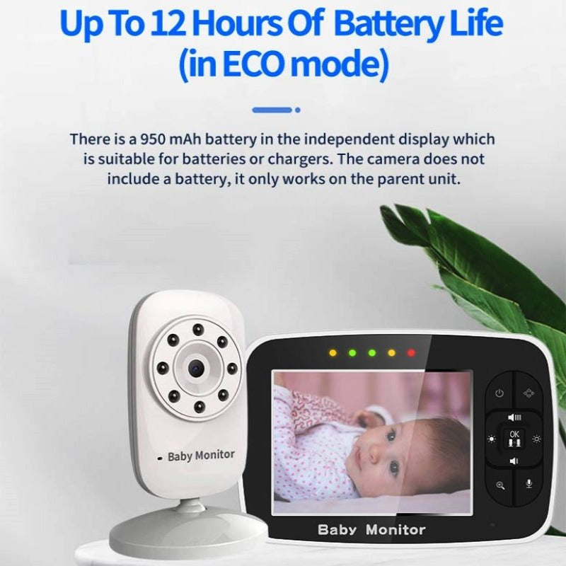 Wireless Baby Monitor,3.5 Inch LCD Screen Display Infant Night Vision Camera,Two Way Audio,Temperature Sensor,ECO Mode,Lullabies