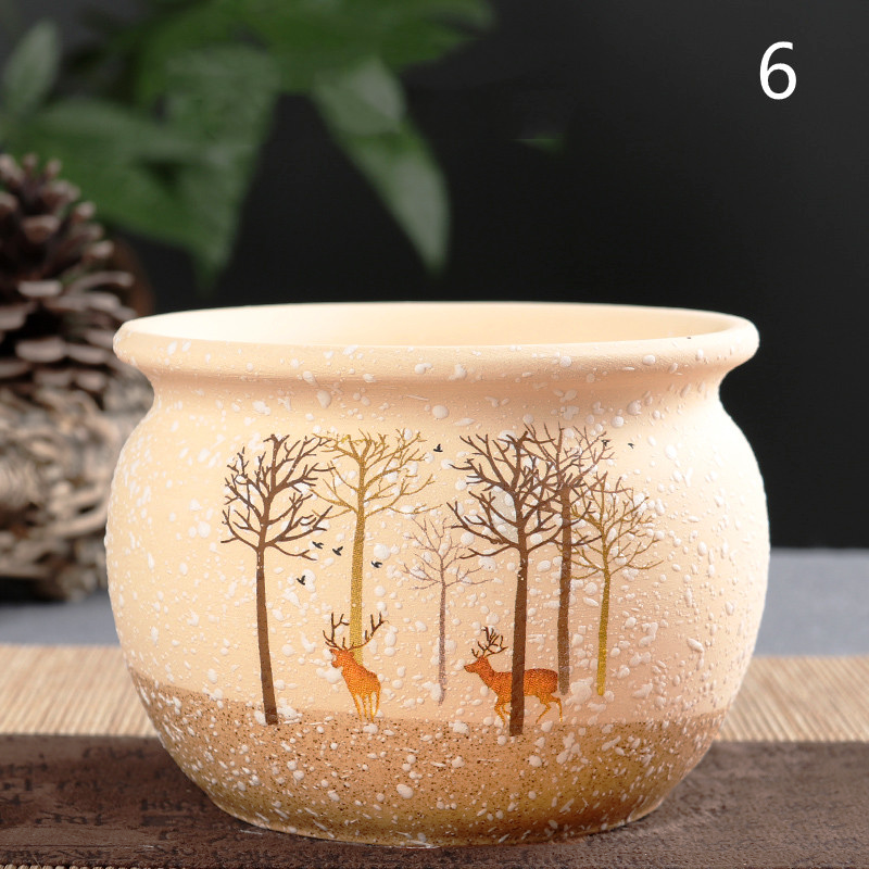 Simple Snowflake Glaze Succulent Flower Pot Creative Ceramic