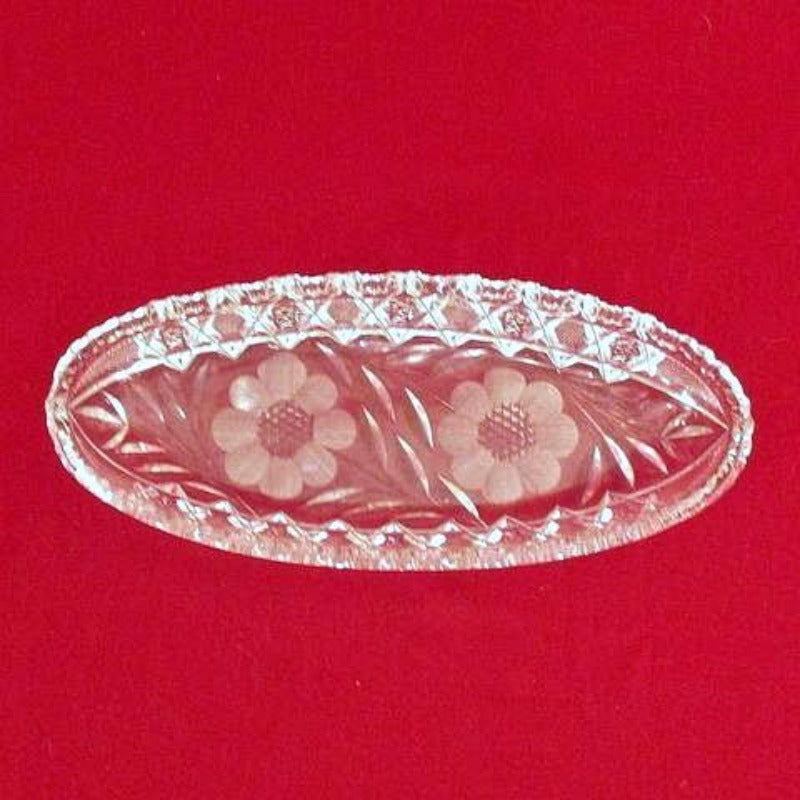 Antique Oblong Lead Cut Crystal Celery/Relish Dish