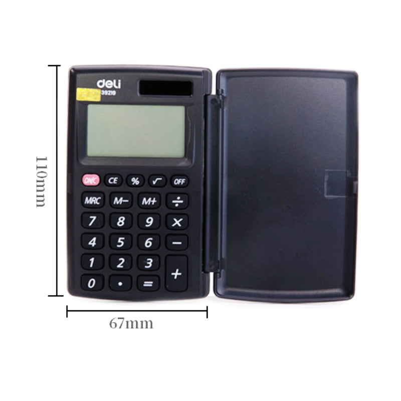 Deli E39219 portable Calculator Pocket mini Calculator small 8-digit Cover Battery Solar Dual power