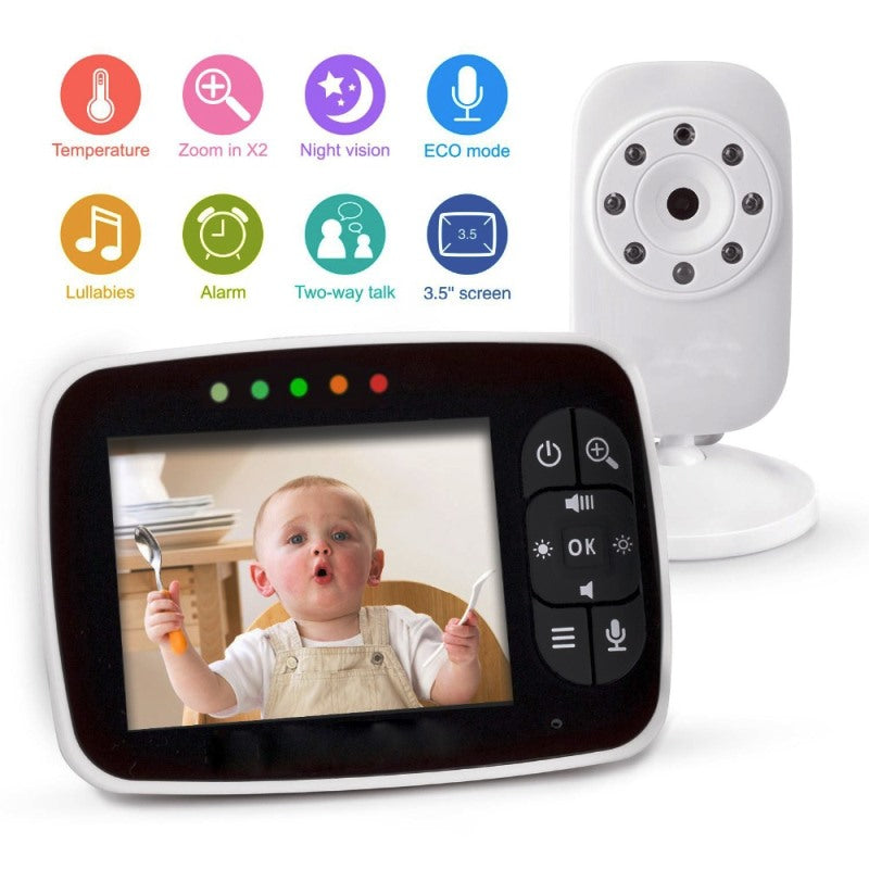 Wireless Baby Monitor,3.5 Inch LCD Screen Display Infant Night Vision Camera,Two Way Audio,Temperature Sensor,ECO Mode,Lullabies