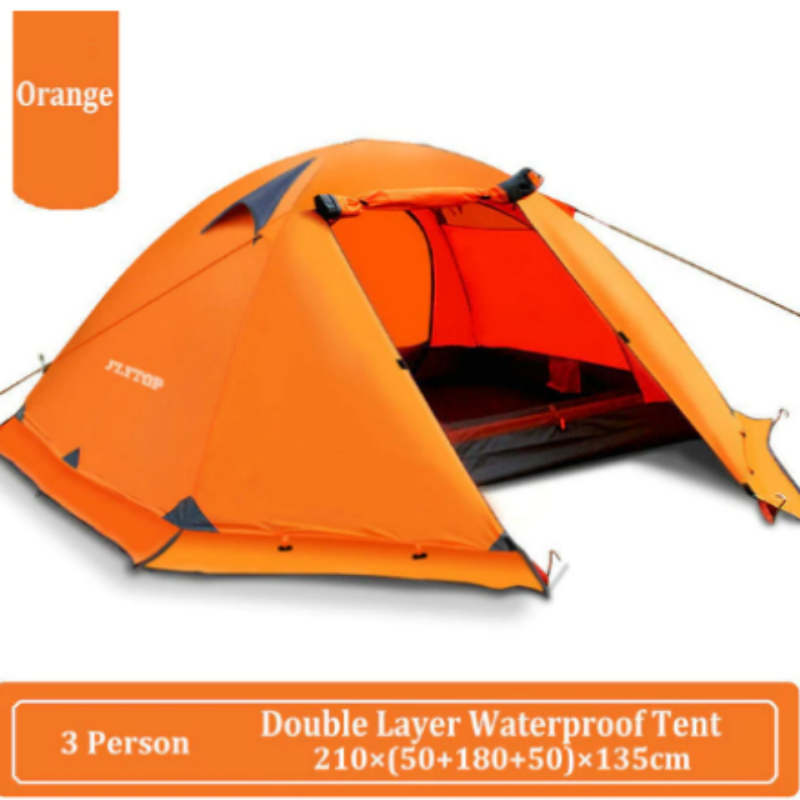 Separated Double Layer Winter Tourist Tent 2-3 Person 4 Season Rainproof Outdoor Family Camping Tent with Aluminum Pole