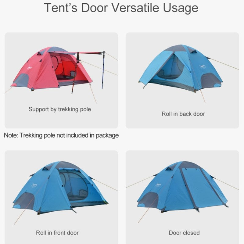 Separated Double Layer Winter Tourist Tent 2-3 Person 4 Season Rainproof Outdoor Family Camping Tent with Aluminum Pole