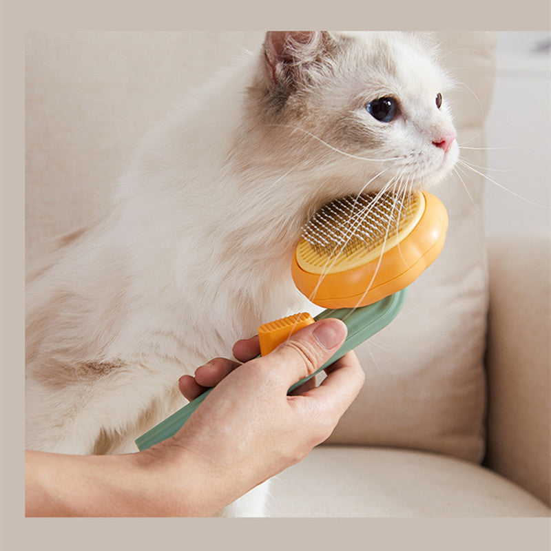 Pet Cat Brush Hand-held Steel Wire Self-cleaning Comb Looped For Hair Removal