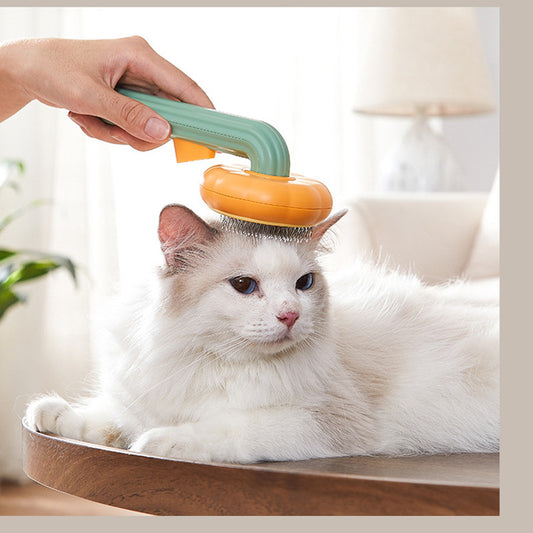 Pet Cat Brush Hand-held Steel Wire Self-cleaning Comb Looped For Hair Removal