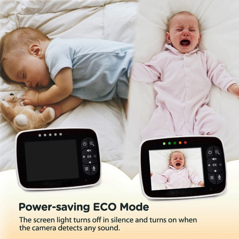 Wireless Baby Monitor,3.5 Inch LCD Screen Display Infant Night Vision Camera,Two Way Audio,Temperature Sensor,ECO Mode,Lullabies