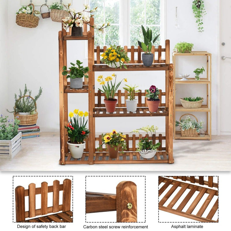 3 Tier Wooden Plant Stand Flower Shelf Display Rack Holder For Patio Garden